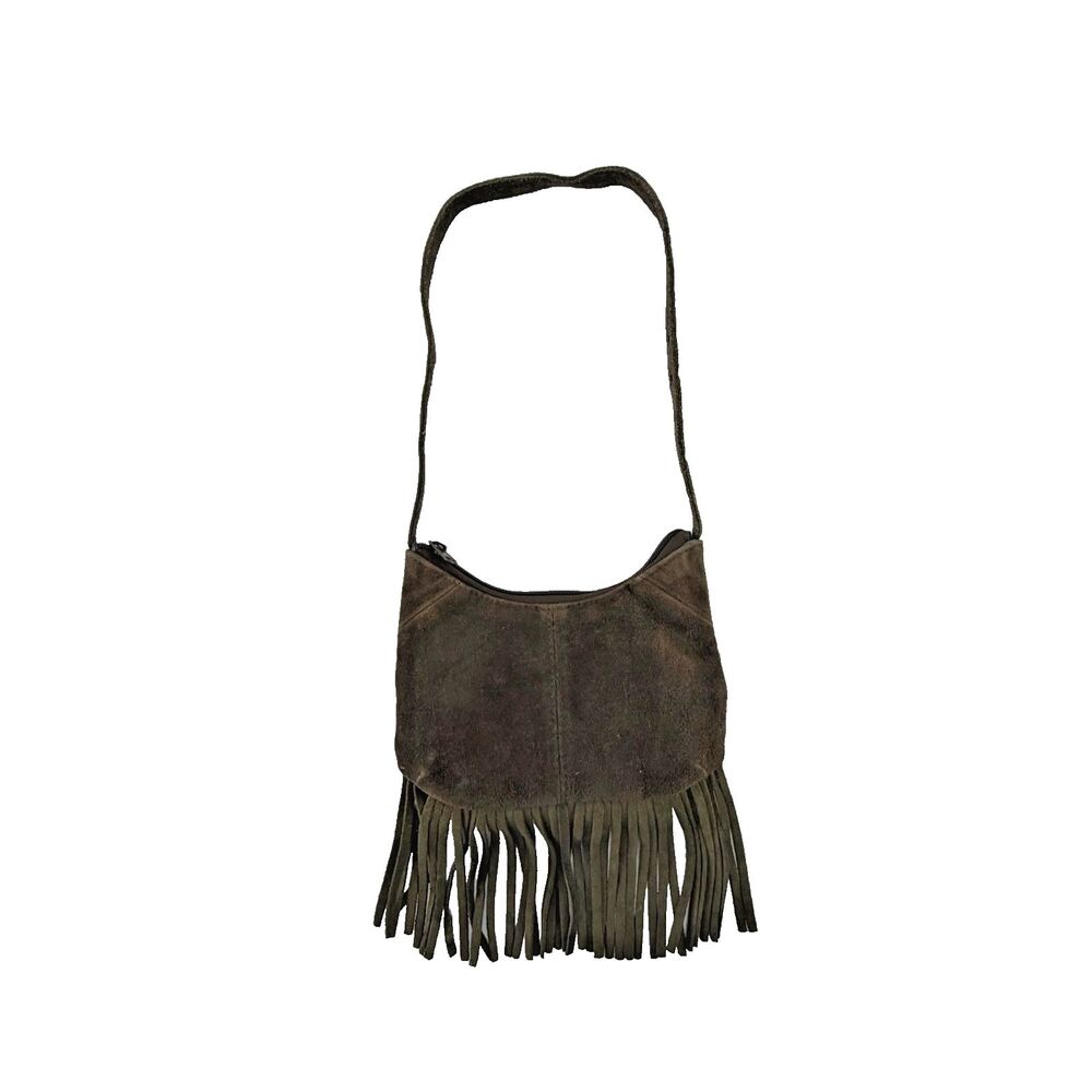 GIANNI Brown Suede Fringe Shoulder Bag Boho Western Cowgirl Pocketbook Purse - Picture 1 of 8